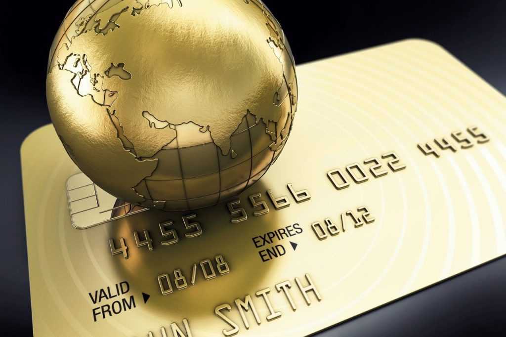 credit card, globe, gold