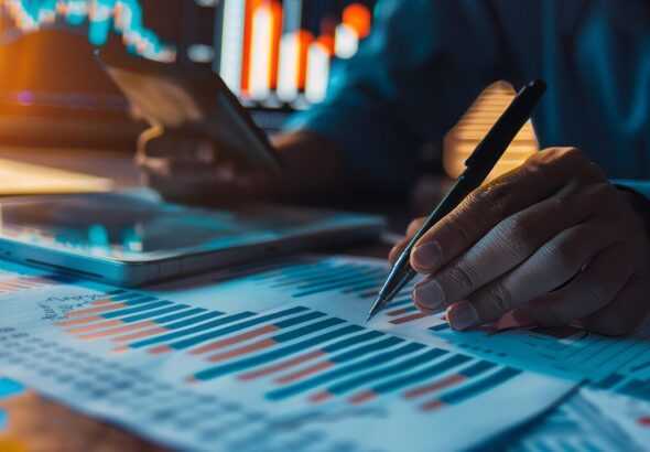 business, paper, writing, money, hand, finance, bank, pen, table, currency, credits, card, ai generated