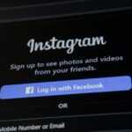 Instagram login screen with facebook login button