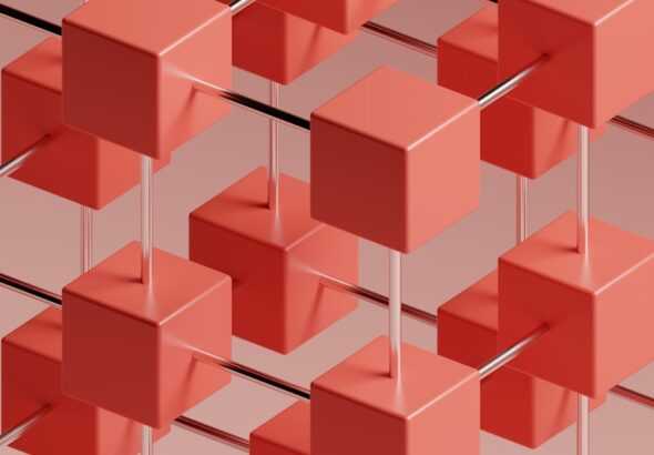 a group of red cubes on a gray background