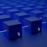 a group of blue cubes with numbers on them